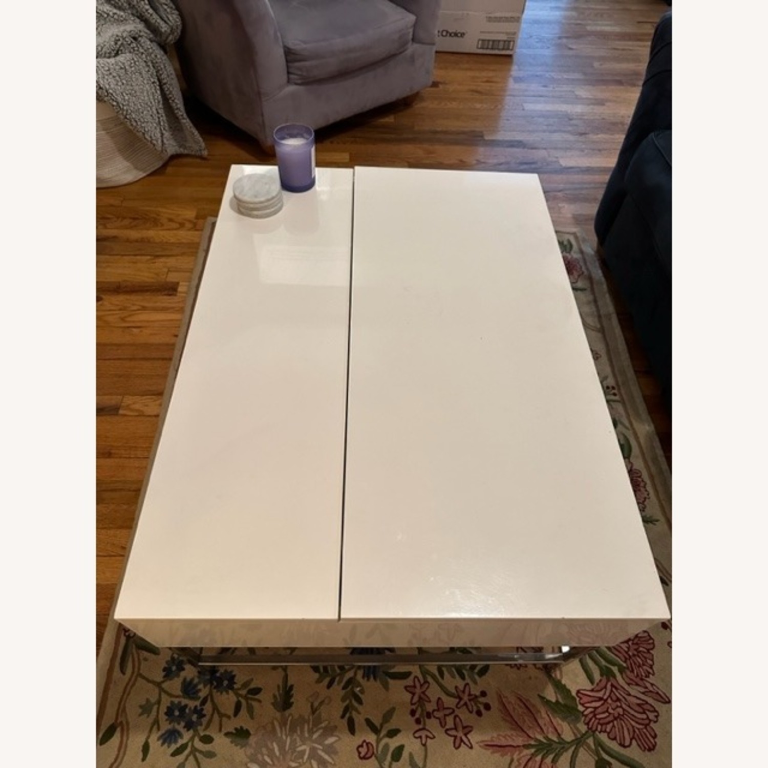 West Elm White Storage Pop-Up Coffee Table - image-7