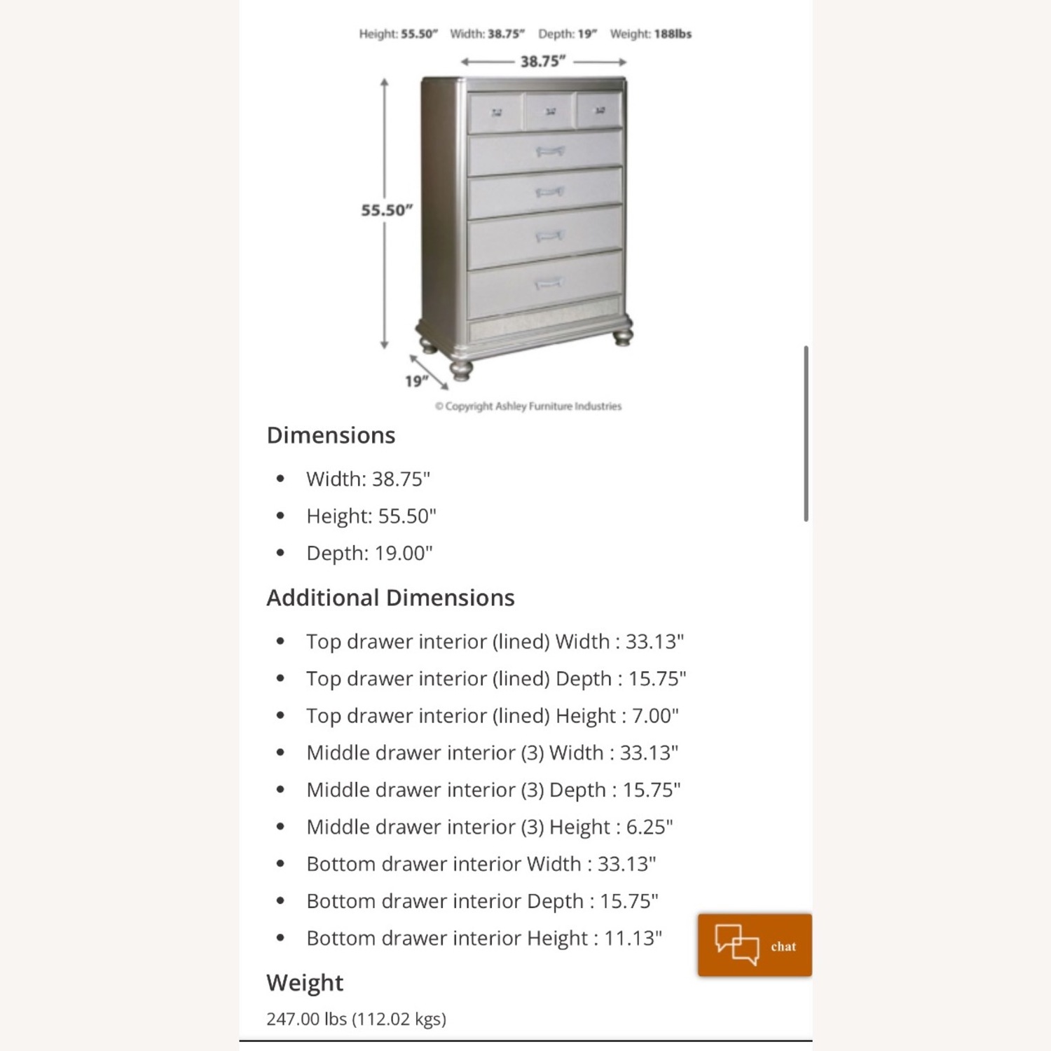 Ashley Furniture Coralayne 5 Drawer Chest of Drawers - image-5