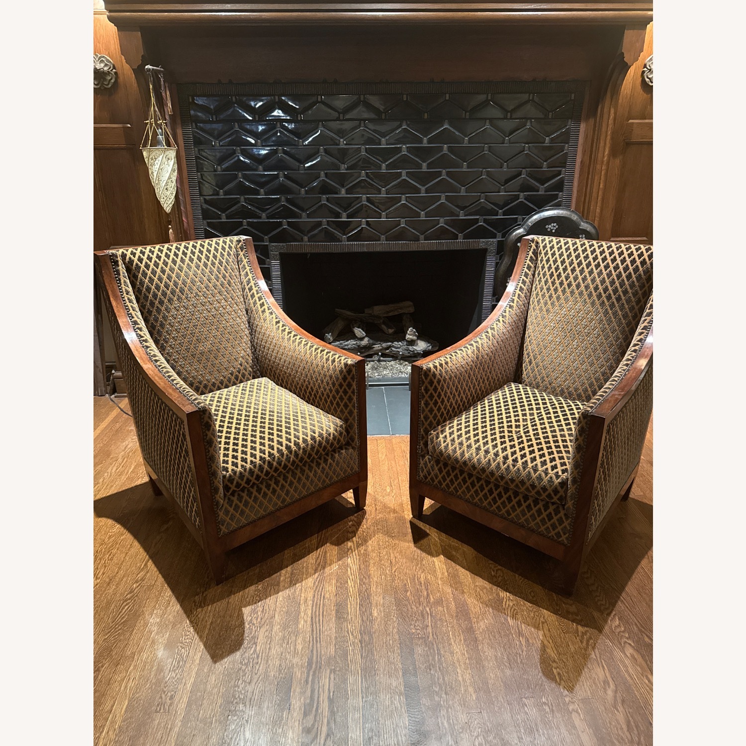 Mahogany Veneer Accent Chairs - image-1