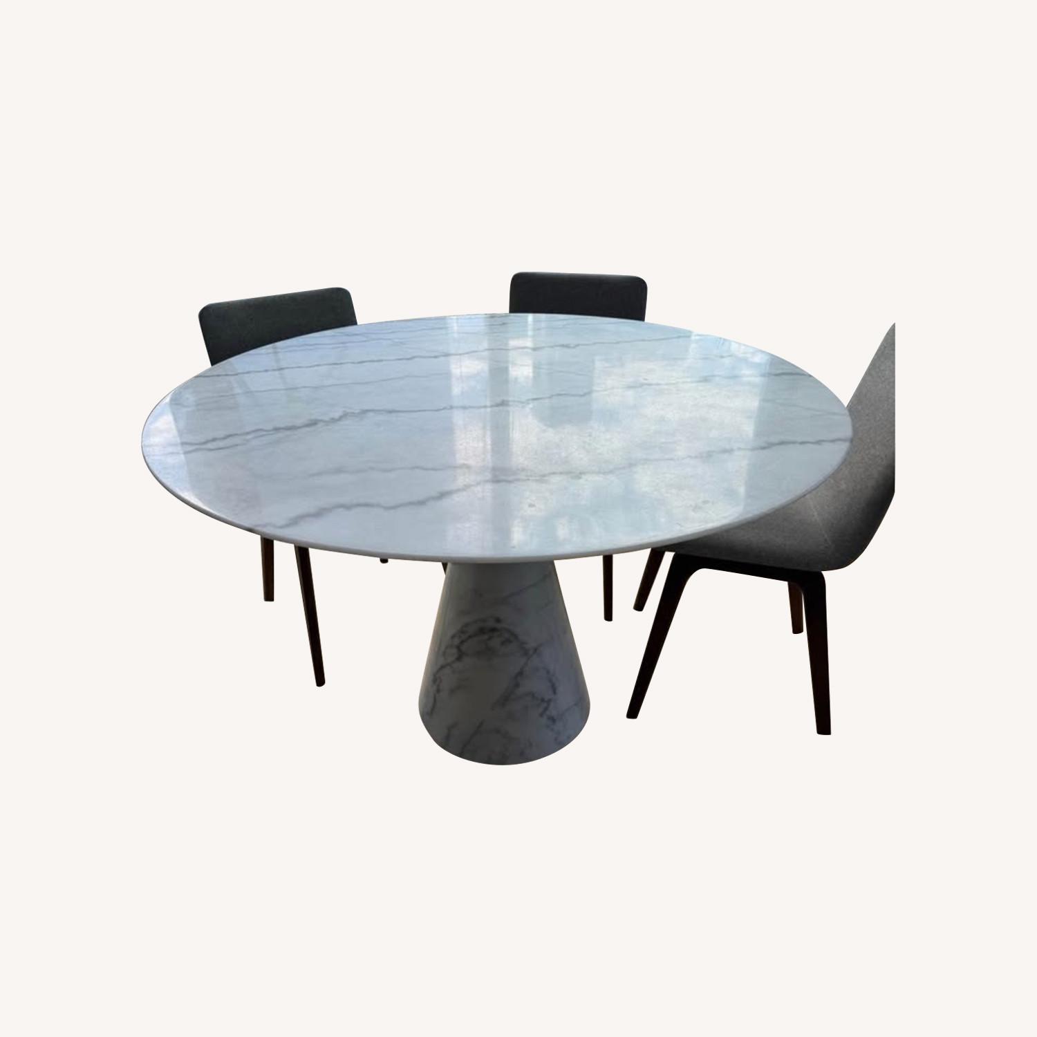 Solid Marble Dining Table with 5 Modern Chairs - image-0