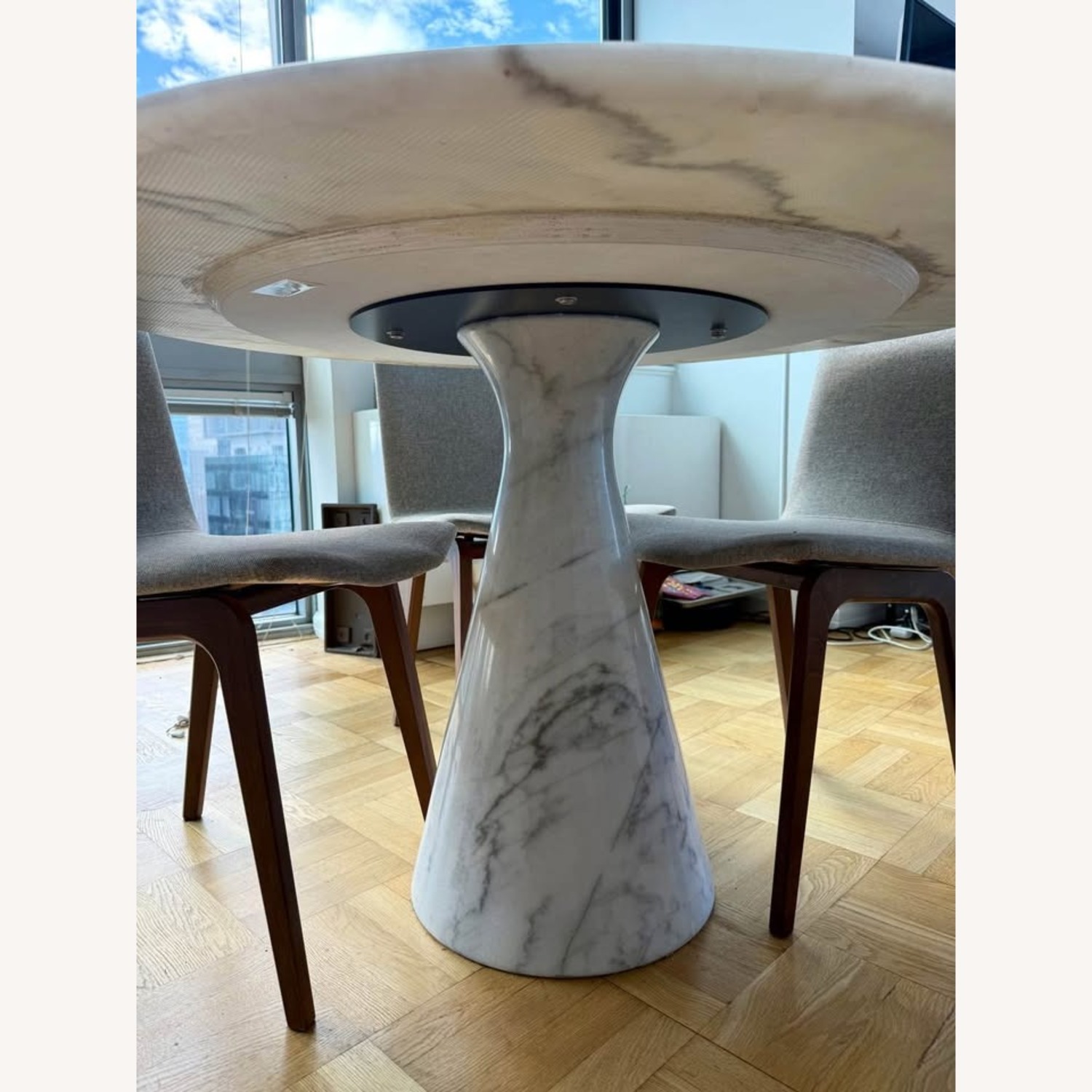 Solid Marble Dining Table with 5 Modern Chairs - image-7