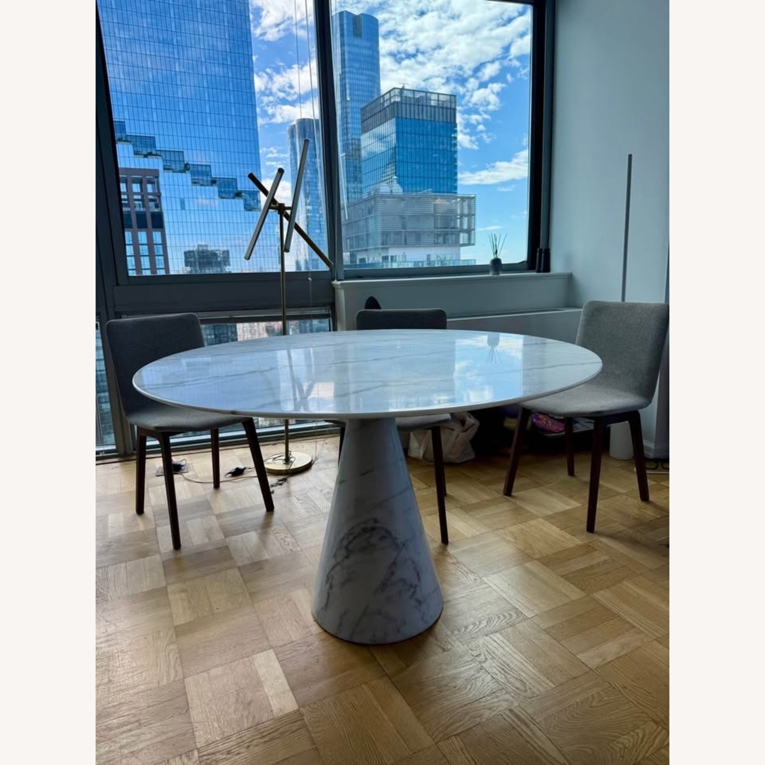 Solid Marble Dining Table with 5 Modern Chairs - image-2