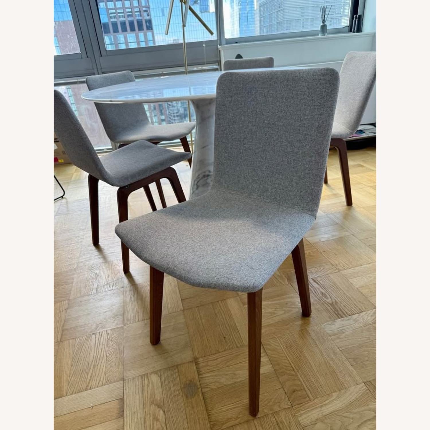 Solid Marble Dining Table with 5 Modern Chairs - image-5