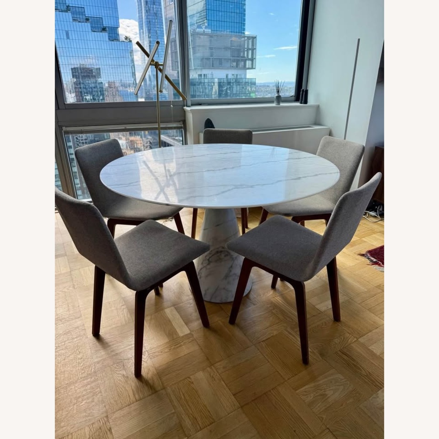 Solid Marble Dining Table with 5 Modern Chairs - image-1