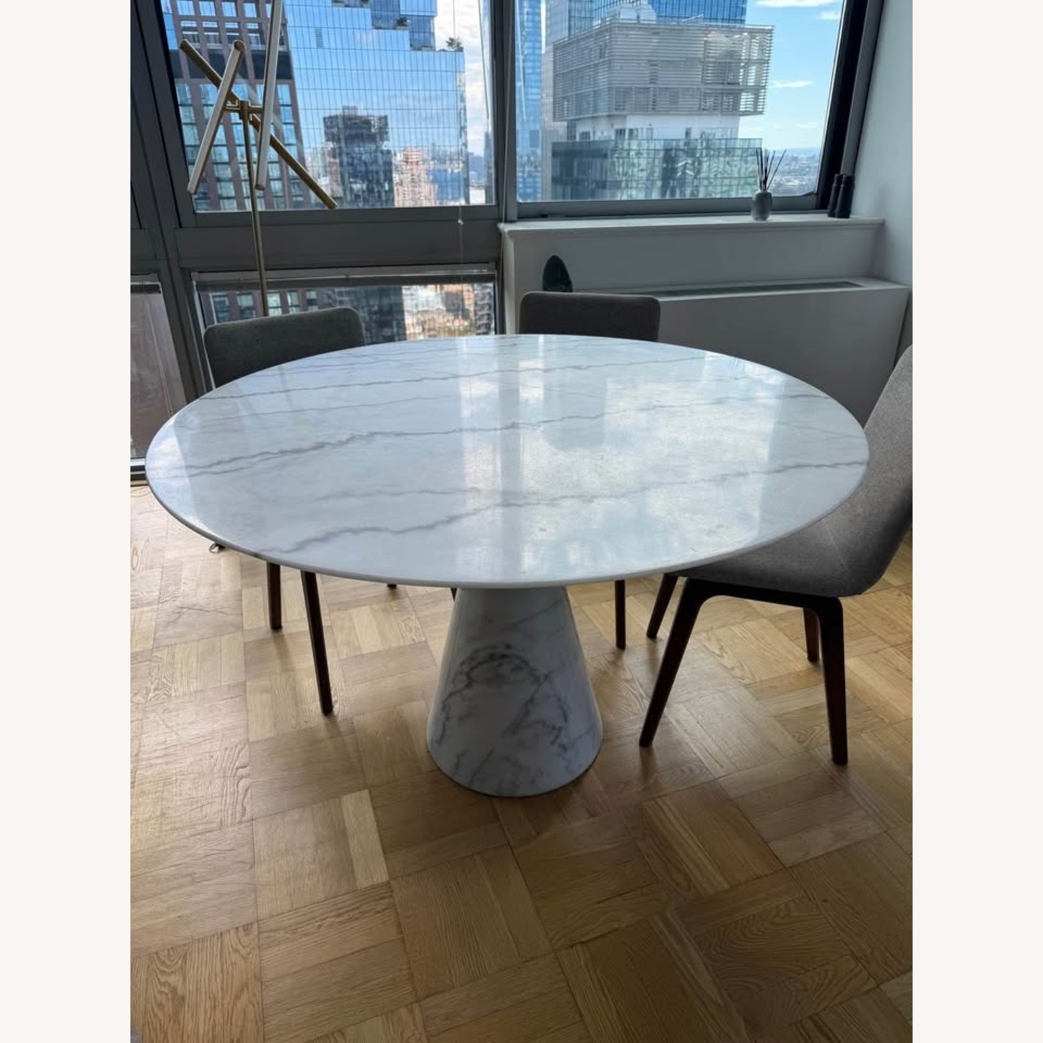 Solid Marble Dining Table with 5 Modern Chairs - image-3