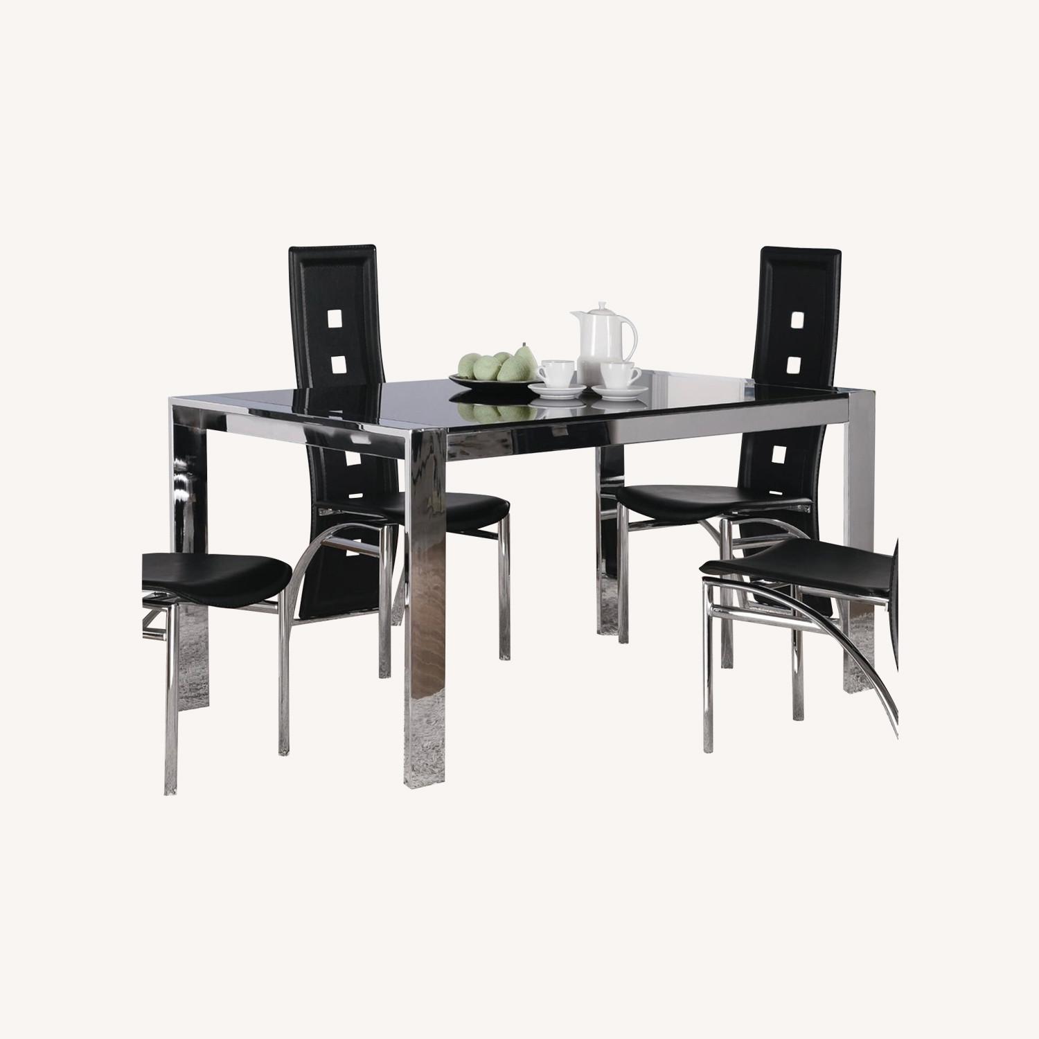 Coaster Fine Black Leather Dining Set - image-0