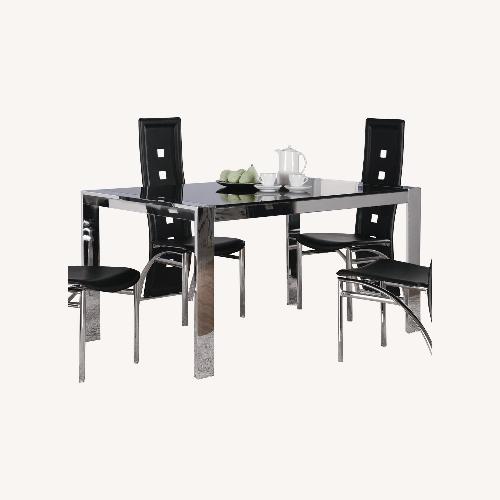 Used Coaster Fine Black Leather Dining Set for sale on AptDeco