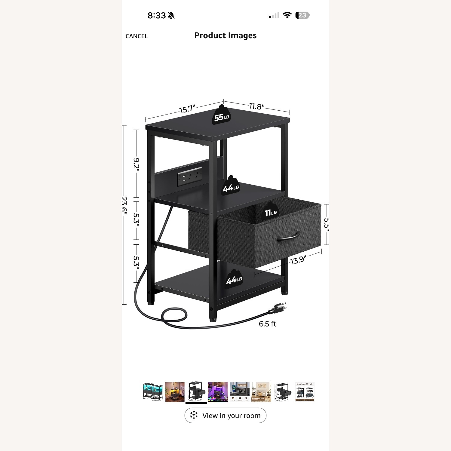 Amazon Black Wood Nightstand - image-2