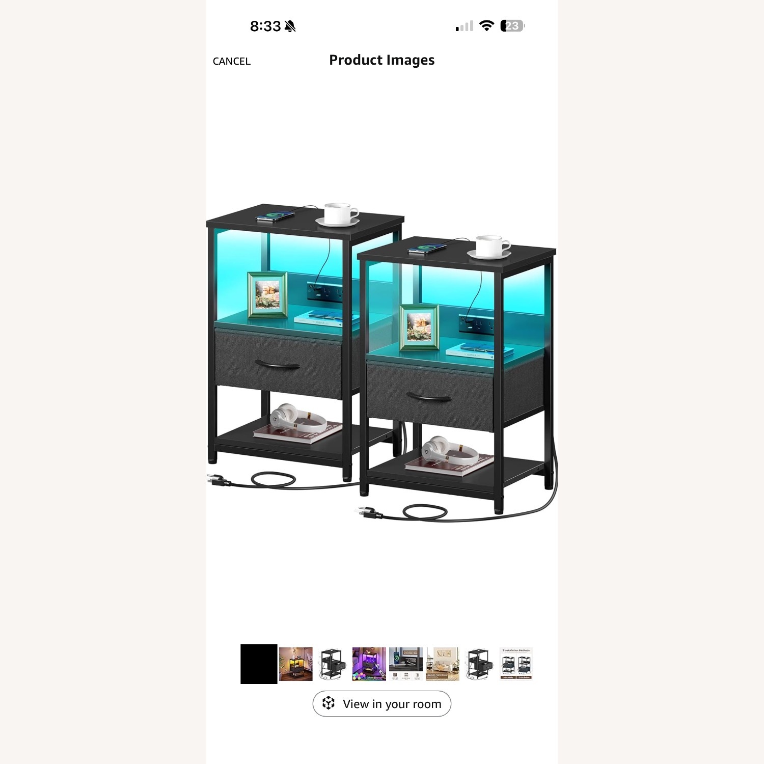 Amazon Black Wood Nightstand - image-1