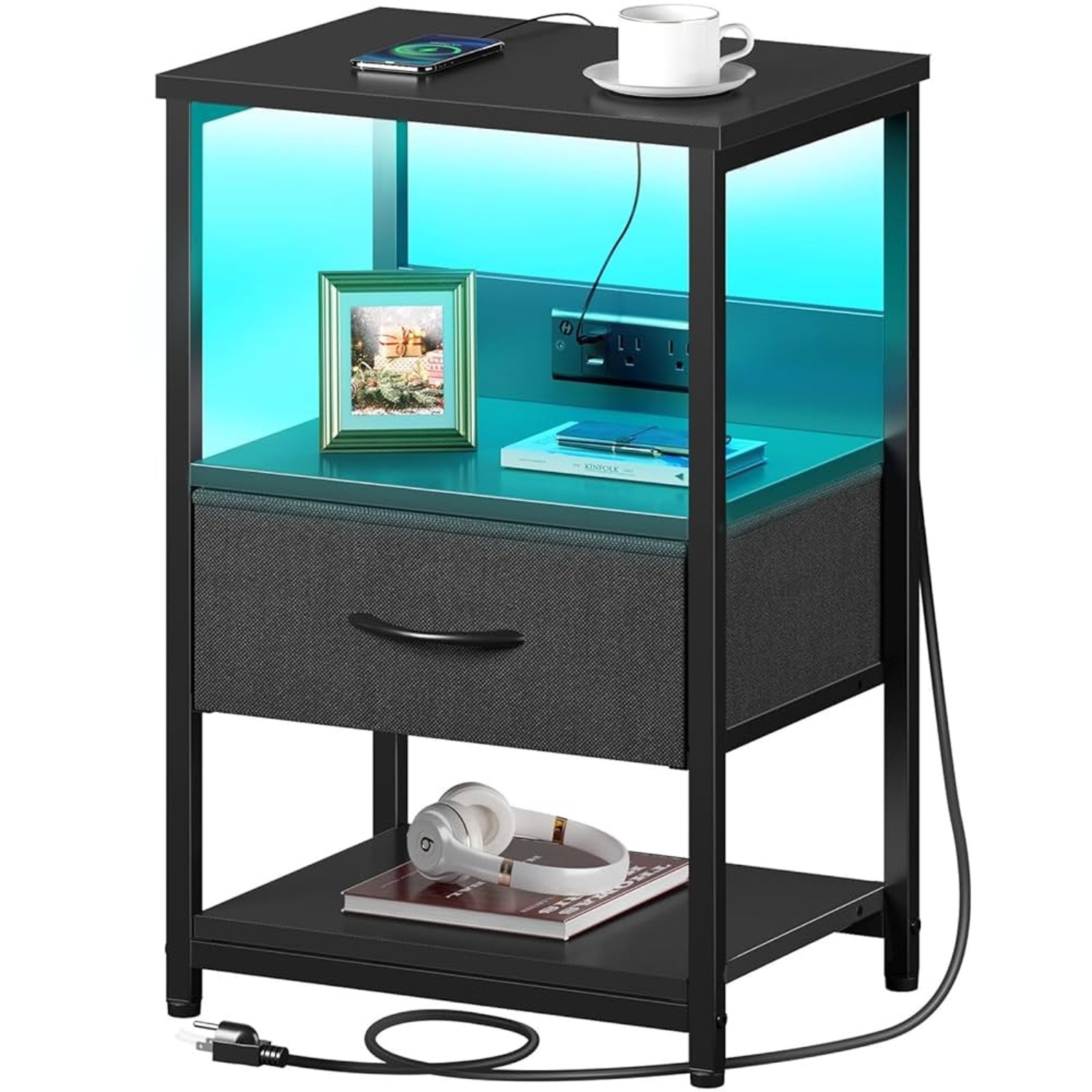 Amazon Black Wood Nightstand - image-4