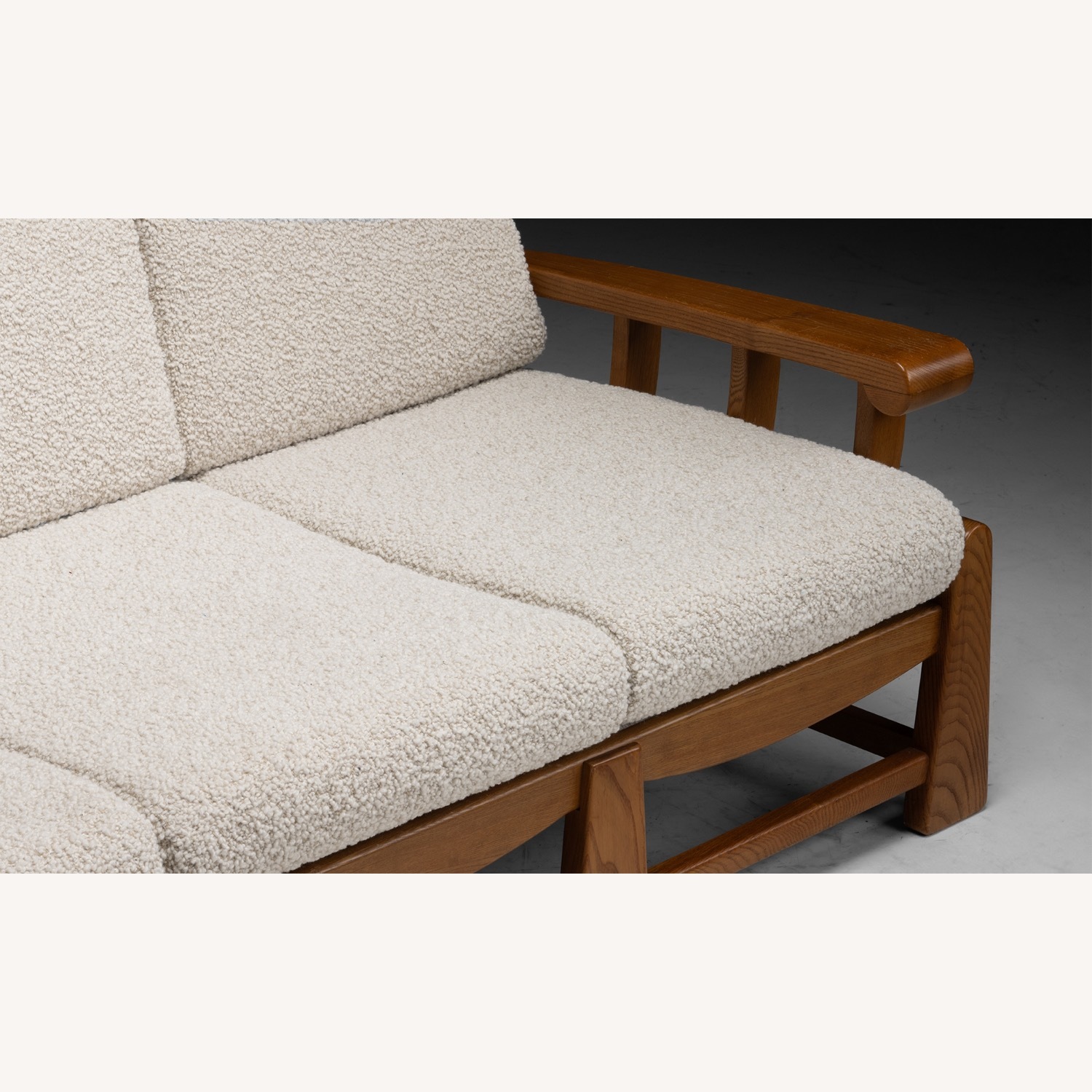 Vintage/Antique Natural Boucle 3+ Seater Sofa - image-6