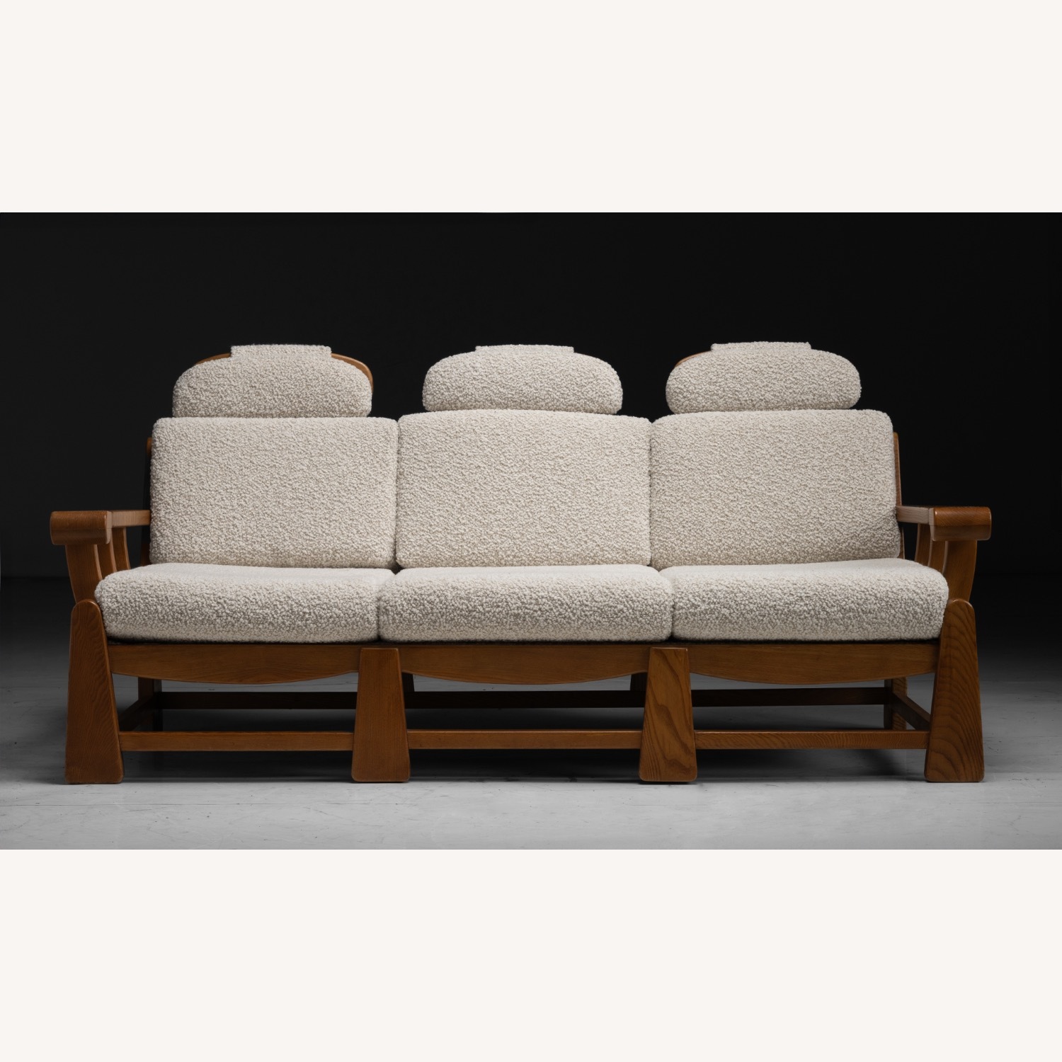 Vintage/Antique Natural Boucle 3+ Seater Sofa - image-2