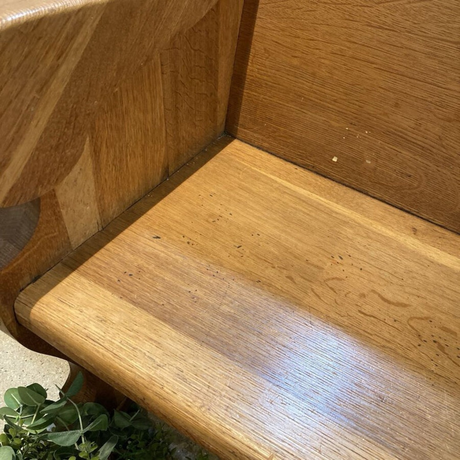 Antique Carved Oak Church Pew Bench - image-6