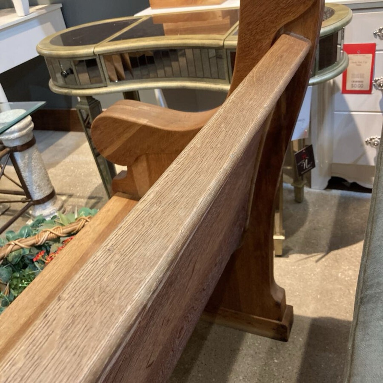 Antique Carved Oak Church Pew Bench - image-10