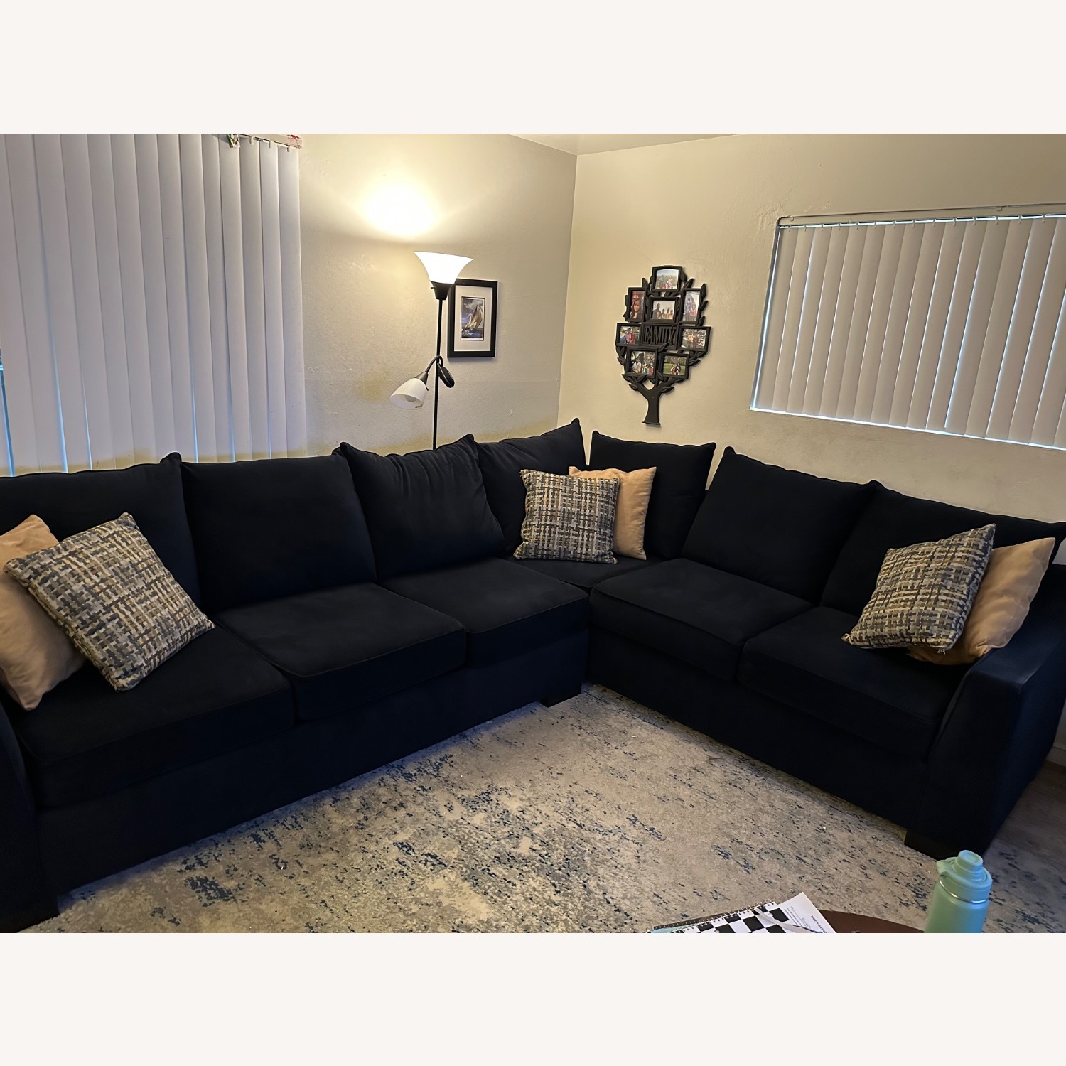 Living Spaces Soma Blue Fabric 2 Piece Sectional - image-1