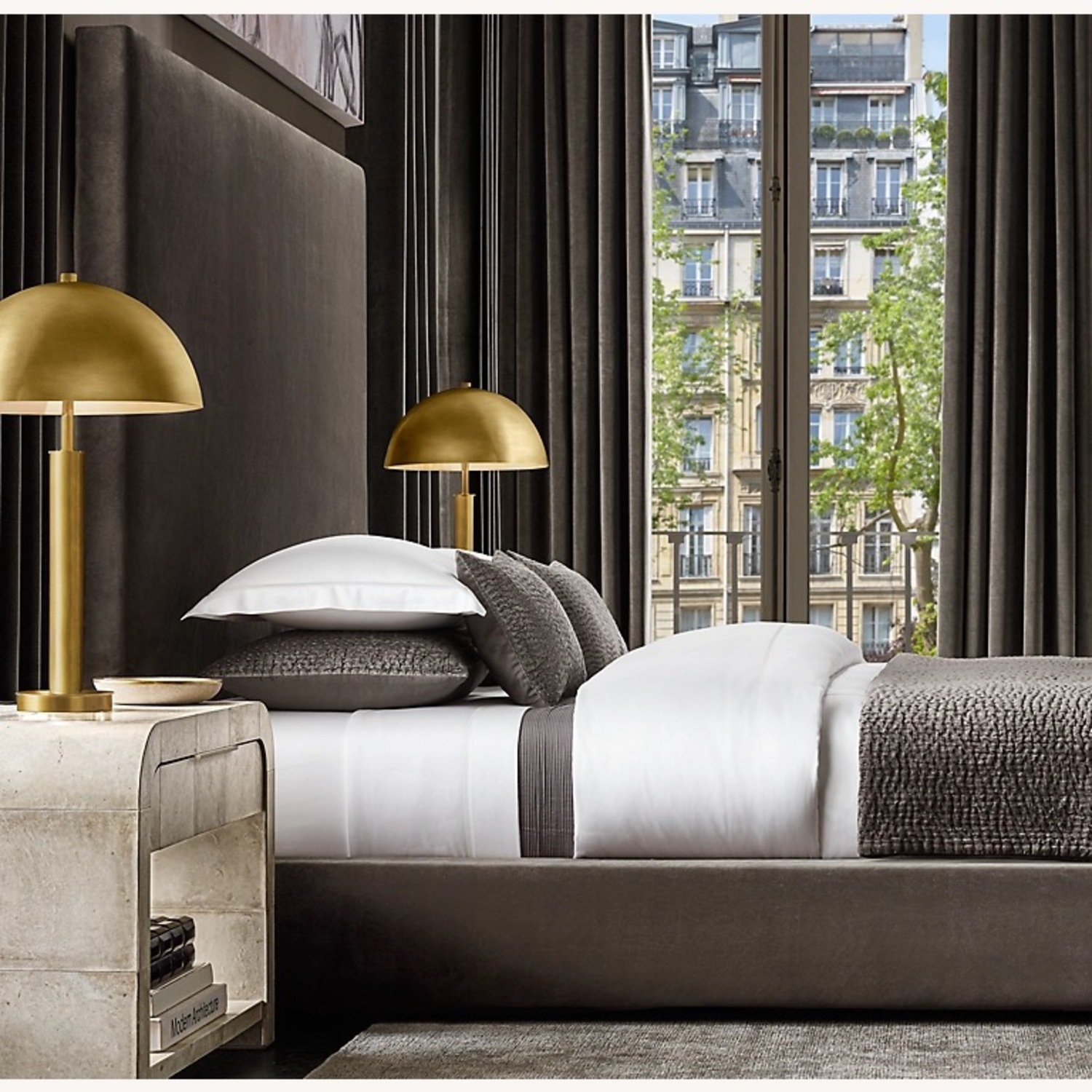 Restoration Hardware Lucien Parchment Nightstands - image-1