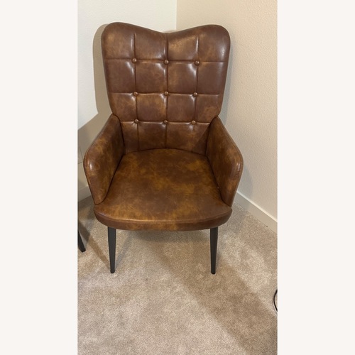 Used Wayfair Light Brown Faux Leather Accent Chair for sale on AptDeco