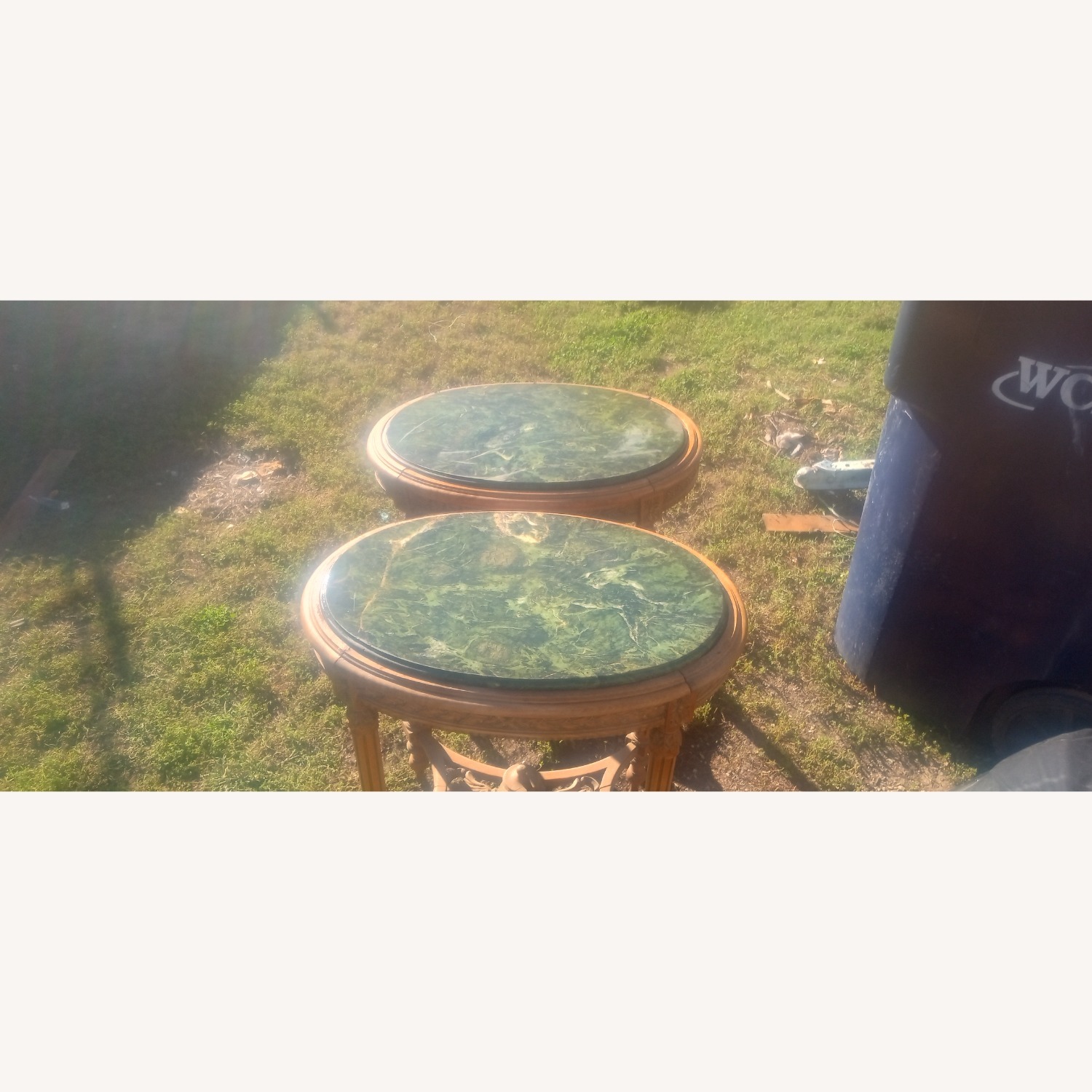 Vintage/Antique Green Marble Coffee Table - image-2