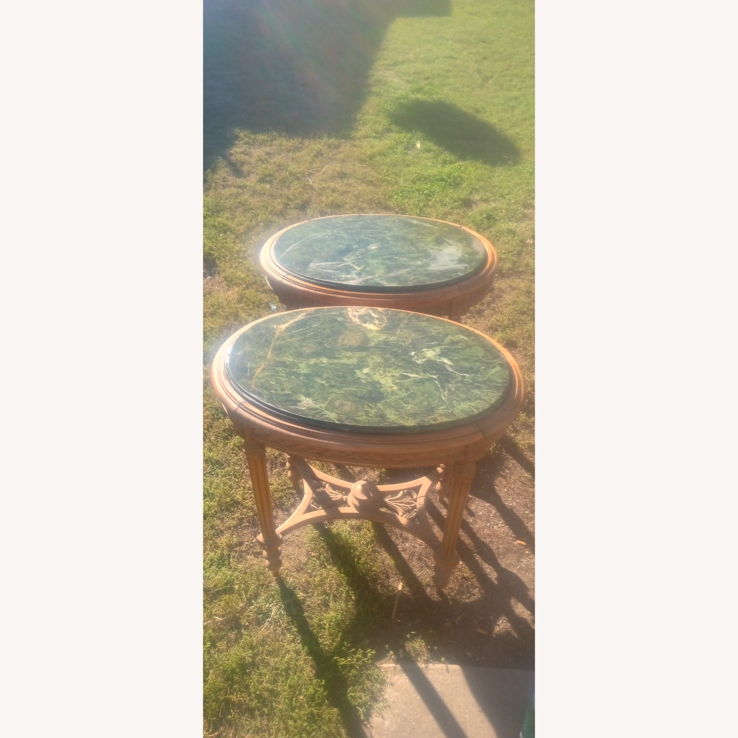 Vintage/Antique Green Marble Coffee Table - image-1
