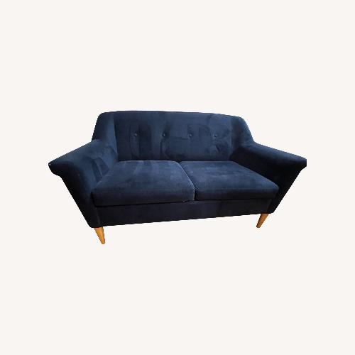 Used West Elm Finn Blue Velvet Loveseat for sale on AptDeco