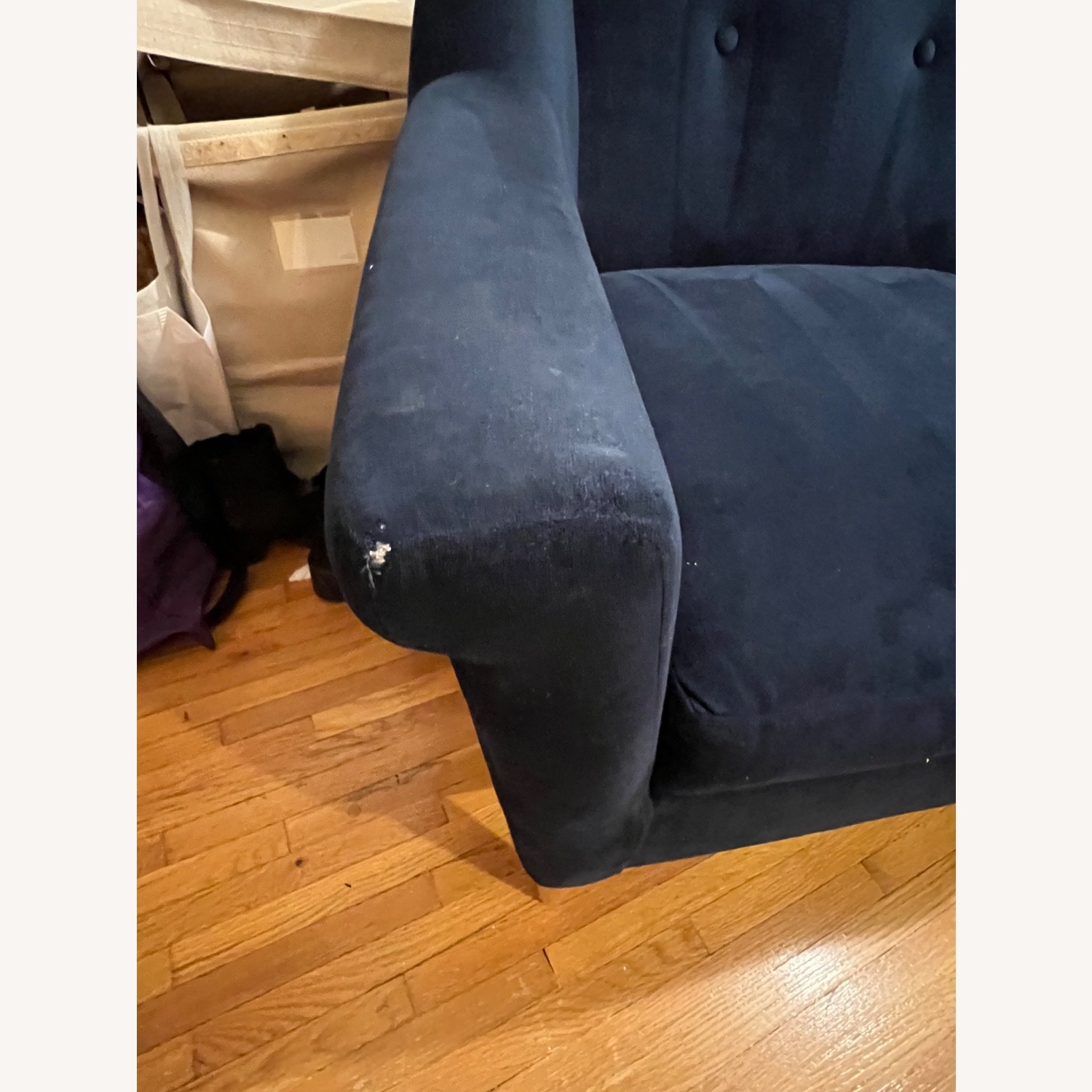 West Elm Finn Blue Velvet Loveseat - image-2