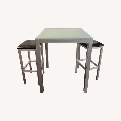 Used Frosted Glass High Top Table and Stools (2) for sale on AptDeco