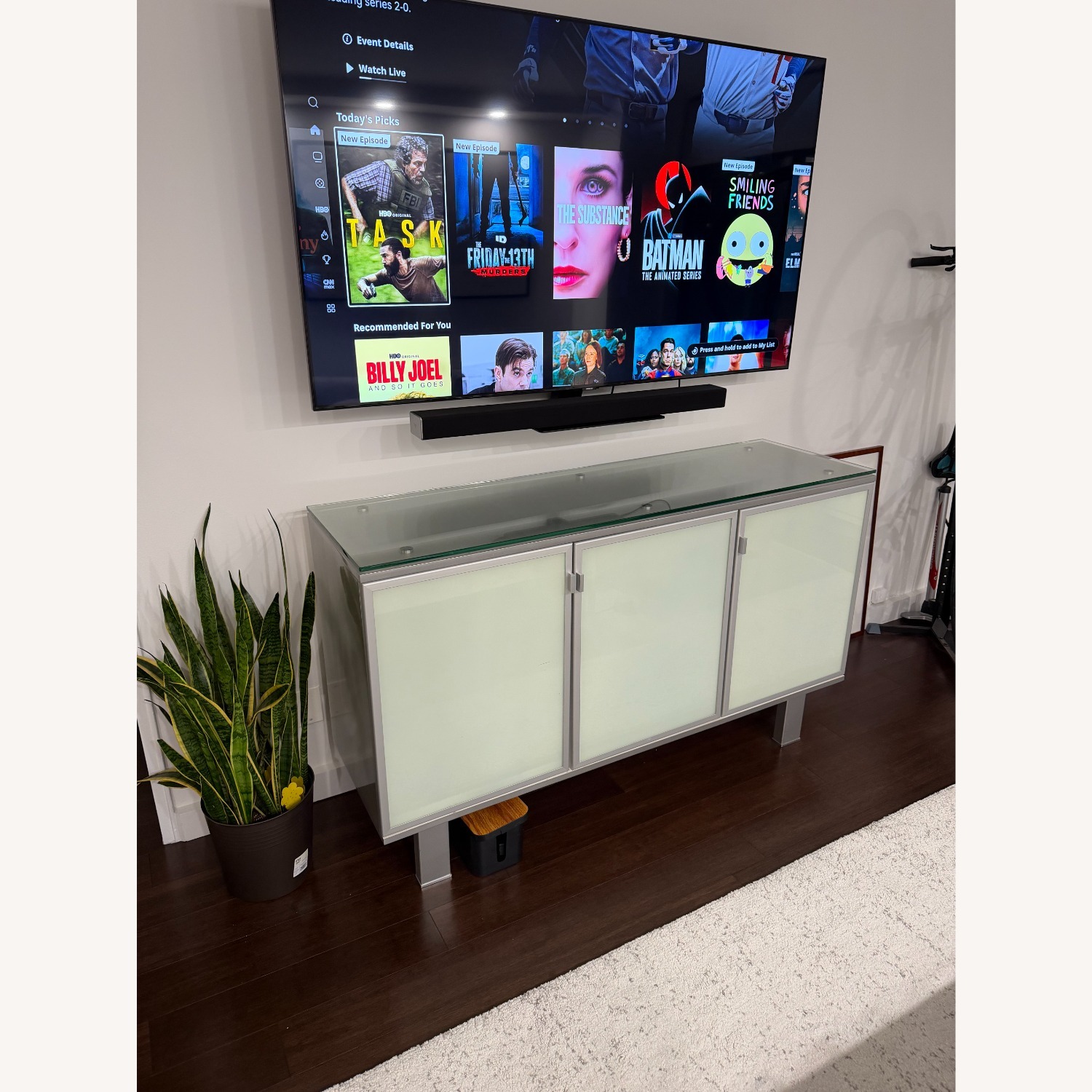 Light Gray Glass Media Storage - image-1