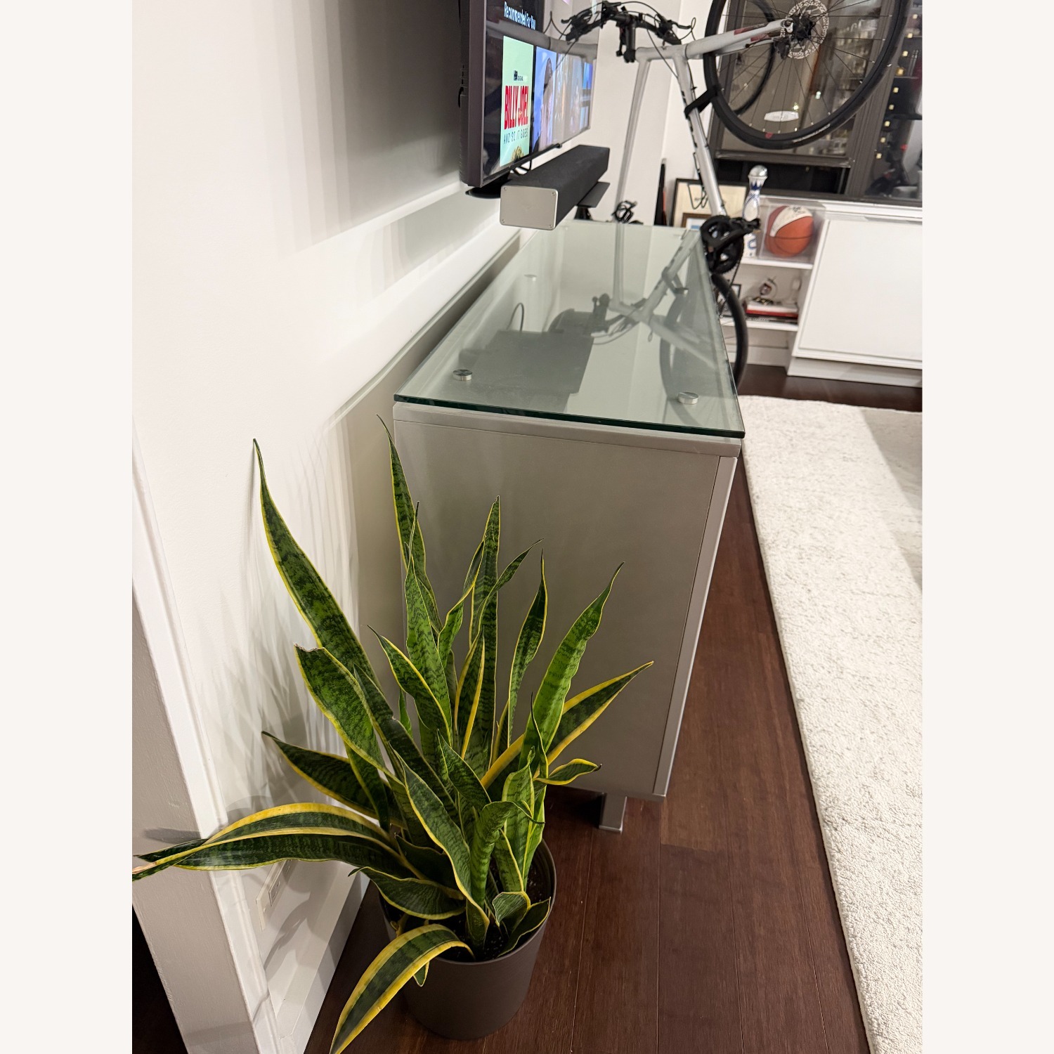 Light Gray Glass Media Storage - image-3