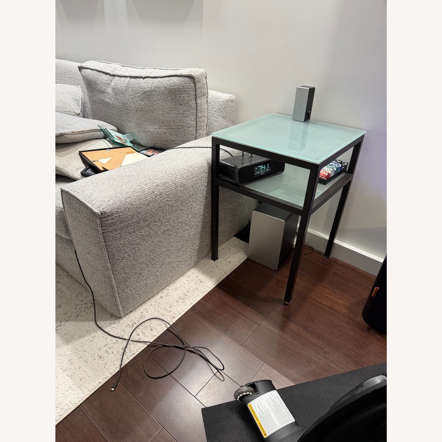 Black Glass Side Table - image-1