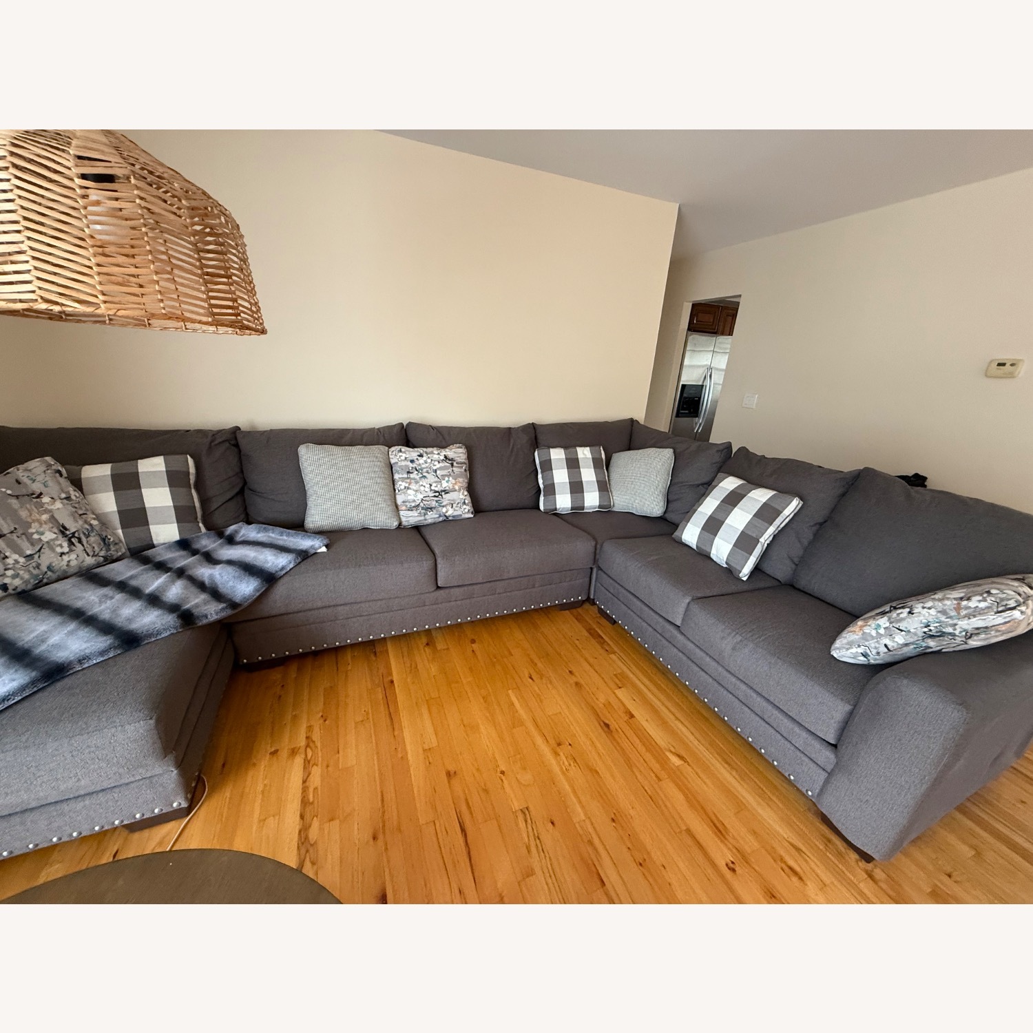 Cottage Chic Gray 150" 4 Piece Left Arm Facing Chaise Sectional - image-2