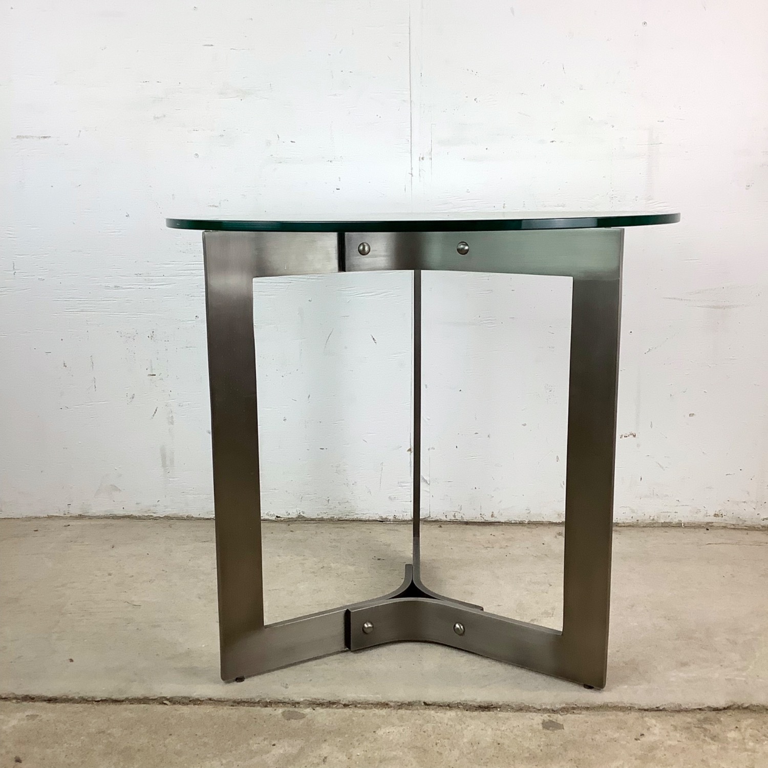 Round Modern Glass Top Side Table - image-0