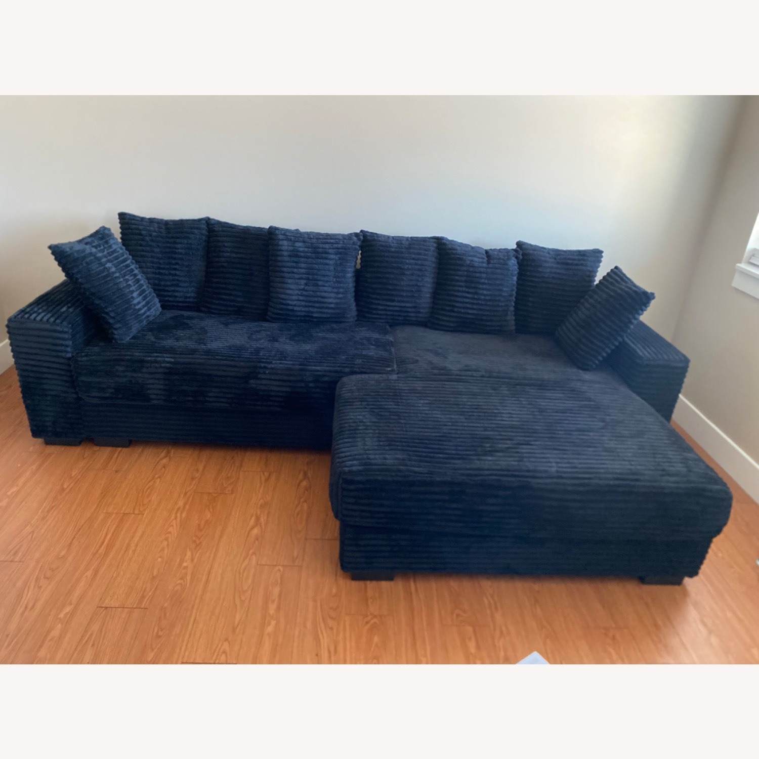 Black L- Shape Velvet Couch  - image-3