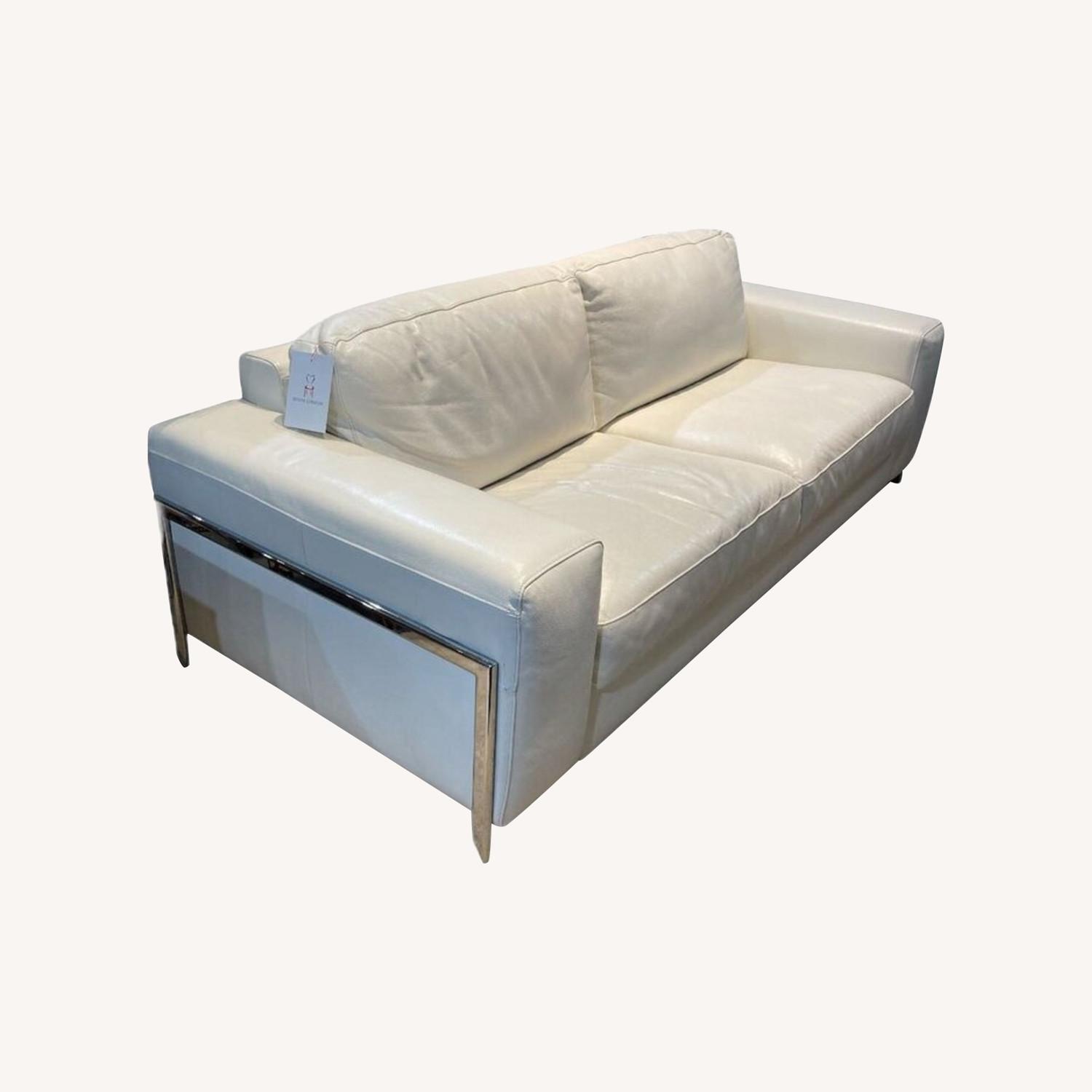 Cort Furniture Fregene Leather Sofa White  - image-0