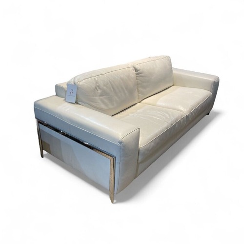 Used Cort Furniture Fregene Leather Sofa White  for sale on AptDeco