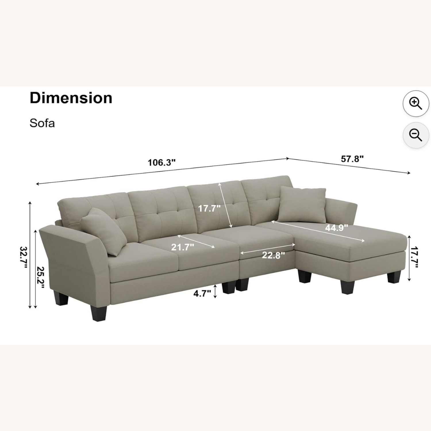 Amazon Light Gray Velvet 3+ Piece Sectional - image-3