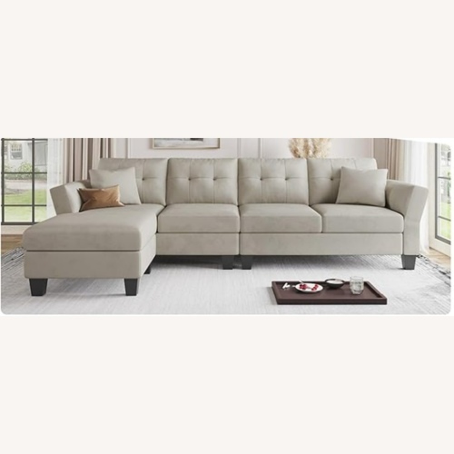 Amazon Light Gray Velvet 3+ Piece Sectional - image-4