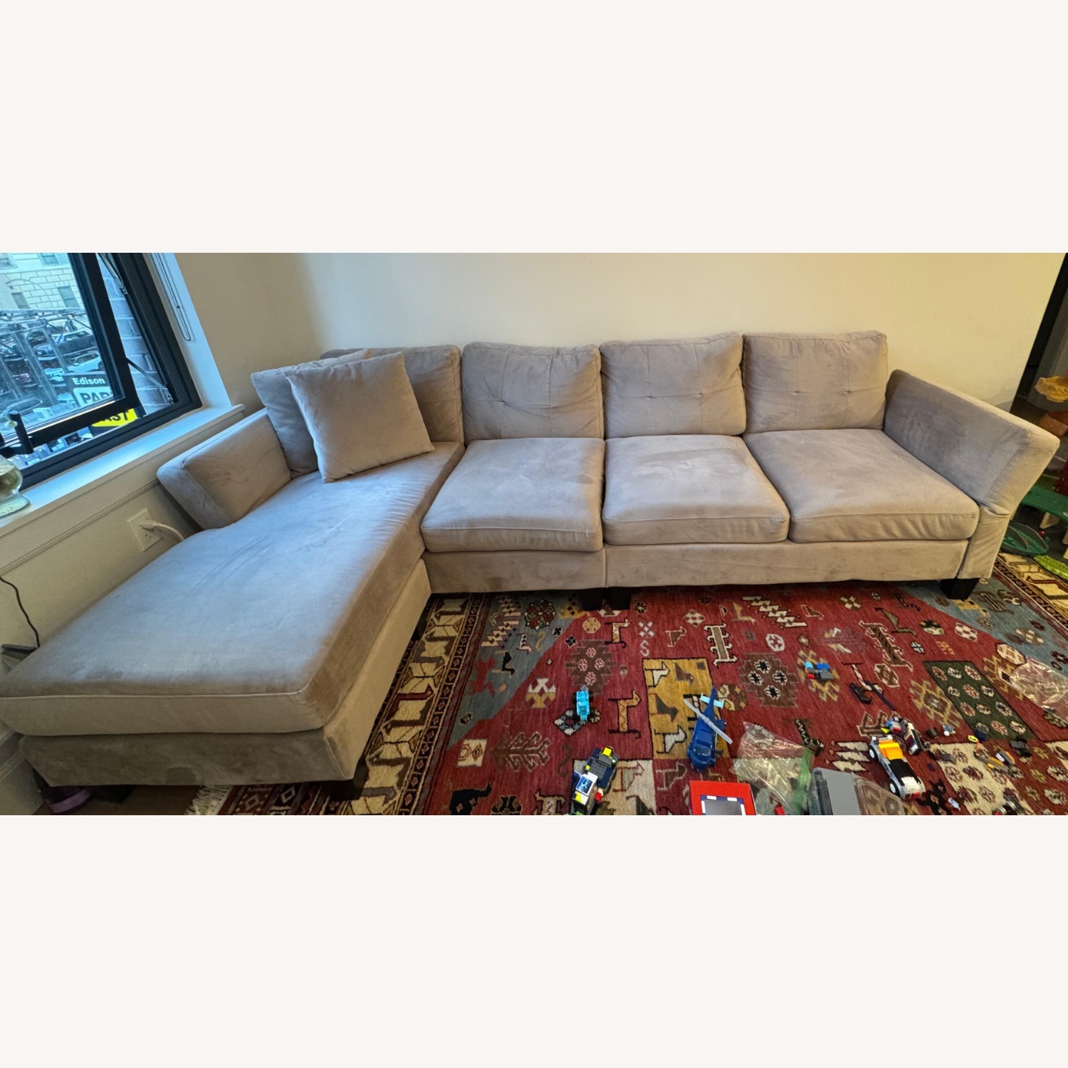 Amazon Light Gray Velvet 3+ Piece Sectional - image-1