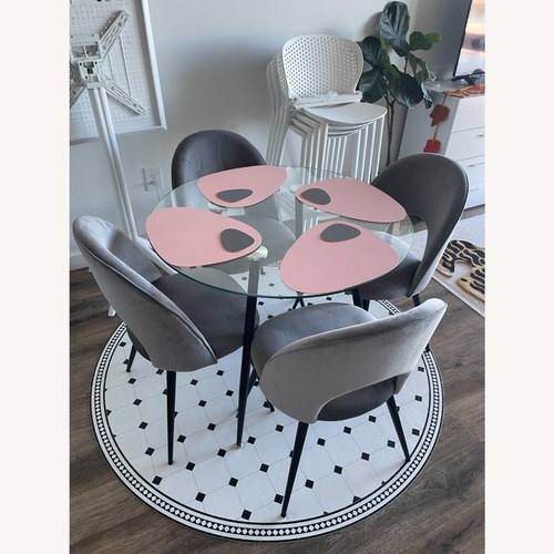 Used Bed Bath & Beyond Dark Gray Velvet Dining Chairs for sale on AptDeco