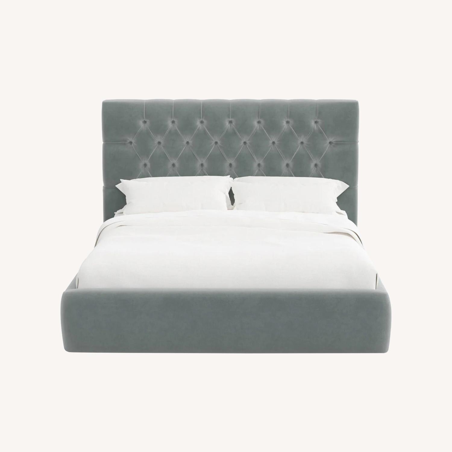 ABC Carpet and Home Light Gray Leather King Bed - image-0