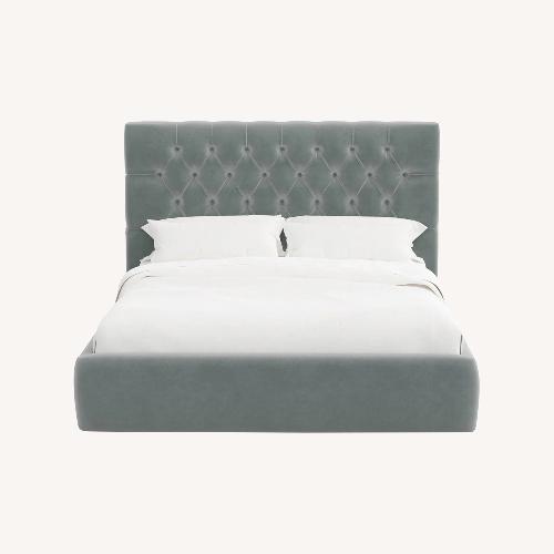 Used ABC Carpet and Home Light Gray Leather King Bed for sale on AptDeco