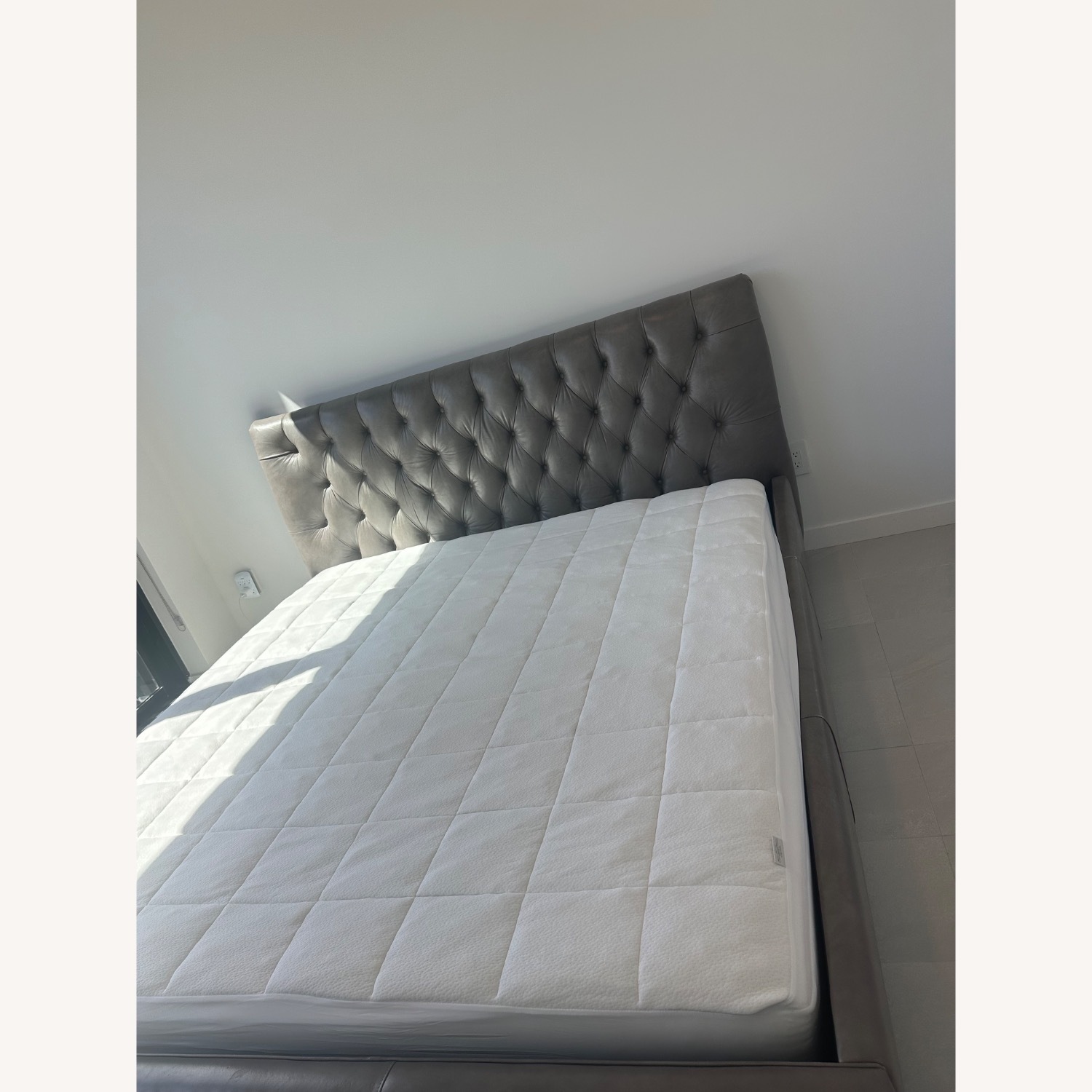 ABC Carpet and Home Light Gray Leather King Bed - image-4