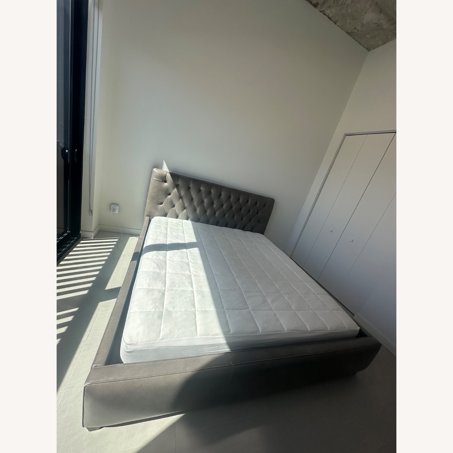 ABC Carpet and Home Light Gray Leather King Bed - image-2