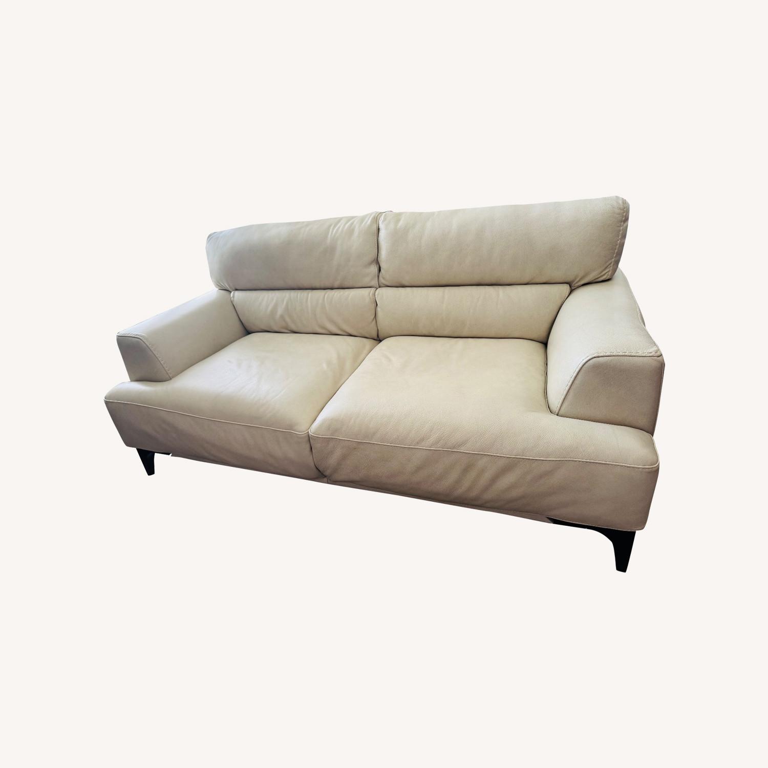 Softline A/S White Leather 2 Seater Sofa - image-0