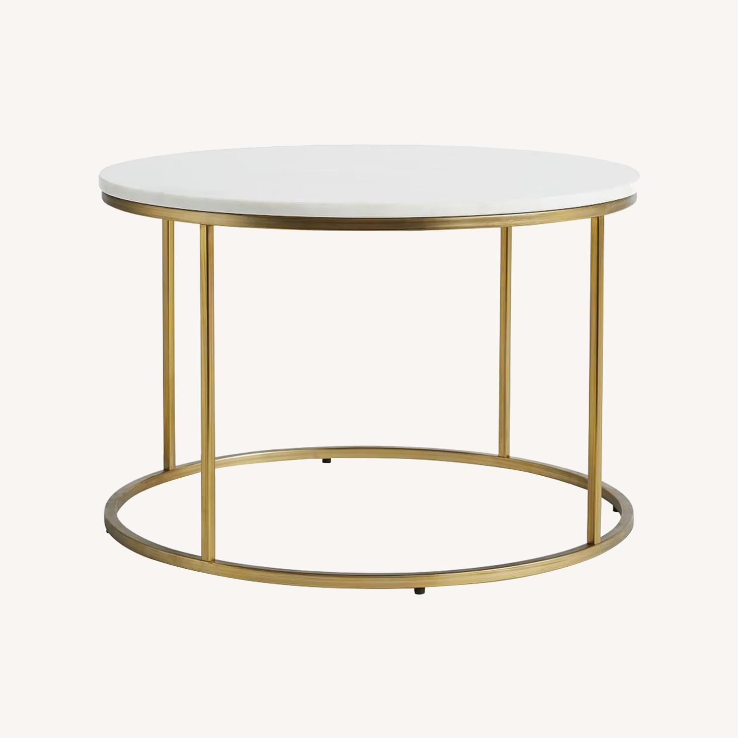 Pottery Barn Delaney Marble & Brass Round Coffee Table - image-0