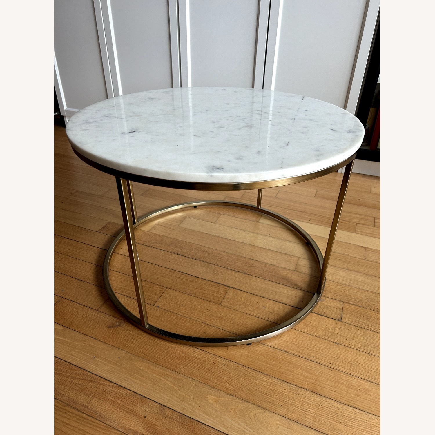 Pottery Barn Delaney Marble & Brass Round Coffee Table - image-3