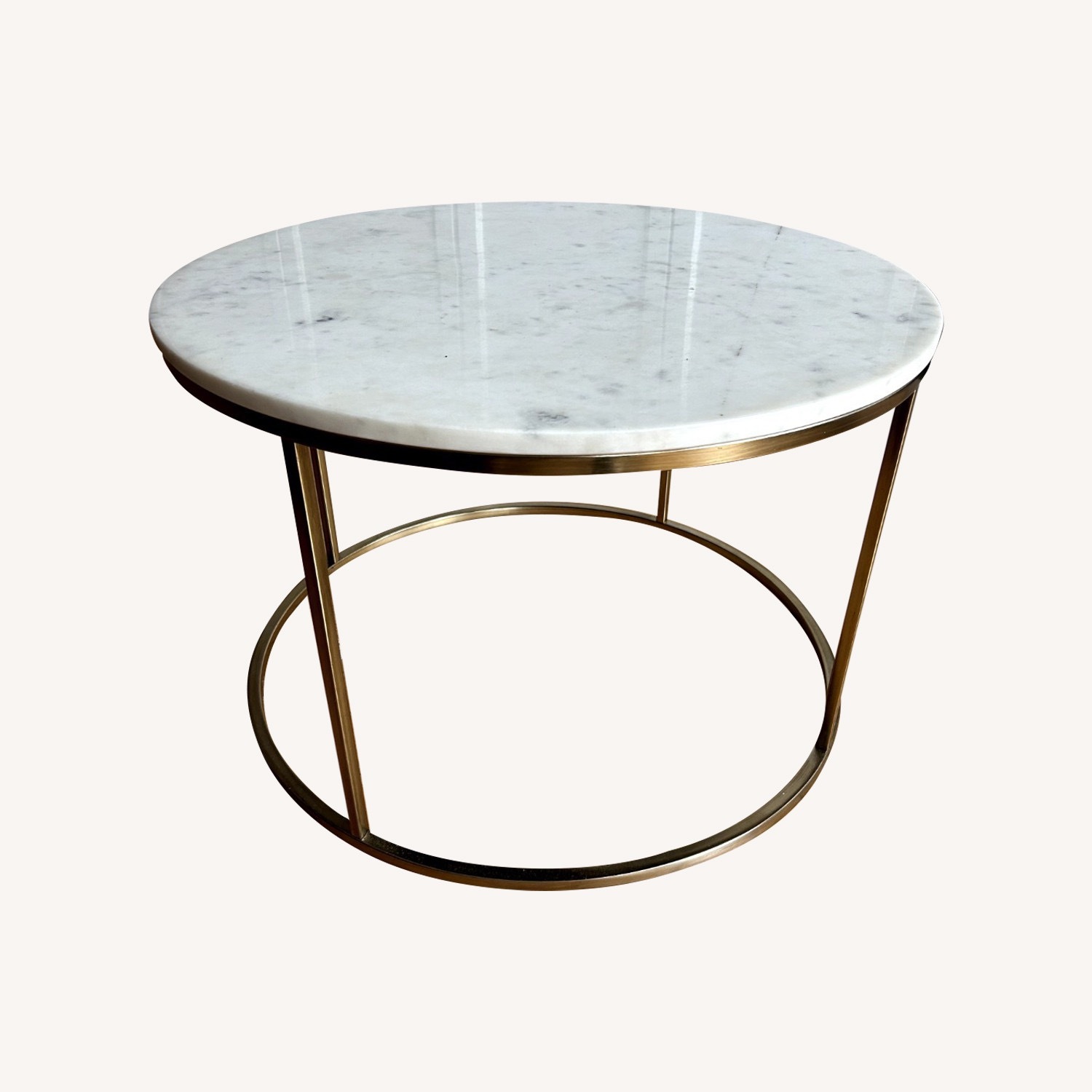 Pottery Barn Delaney Marble & Brass Round Coffee Table - image-5