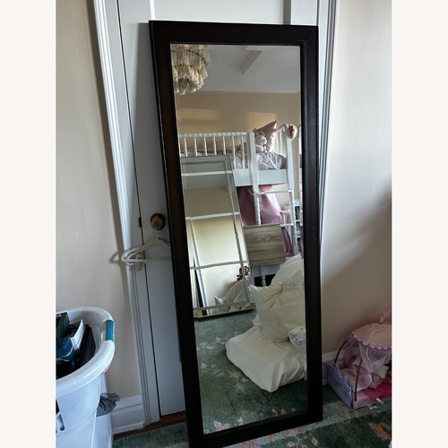 Used Pottery Barn Dark Brown Wood Floor Mirror for sale on AptDeco