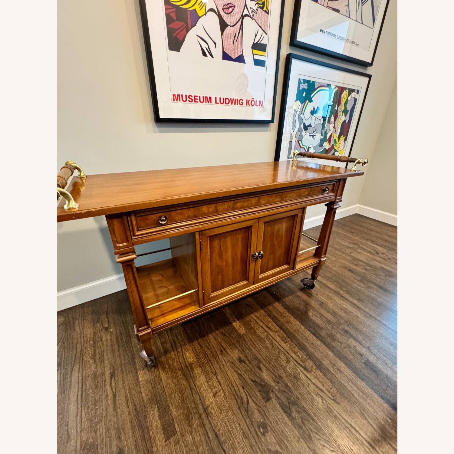 Light Brown Wood Bar Cart - image-9