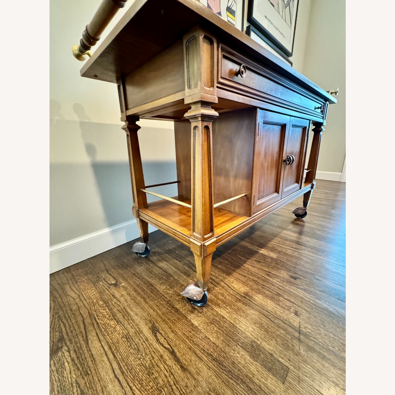 Light Brown Wood Bar Cart - image-8