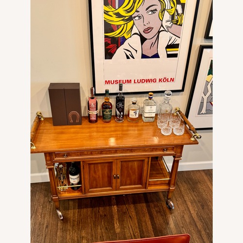 Used Light Brown Wood Bar Cart for sale on AptDeco